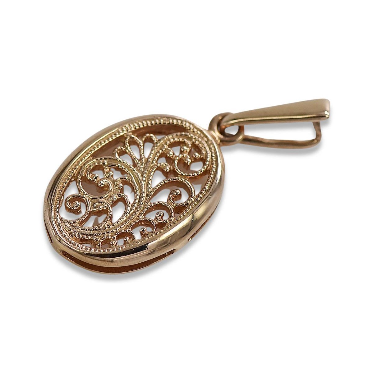 "Pendentif ovale d'époque en or rose 14 carats 585 sans pierres" vpn088 vpn088