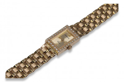 14k Czerwone Złoto Vintage Róża Lady Geneve Zegarek lw008r