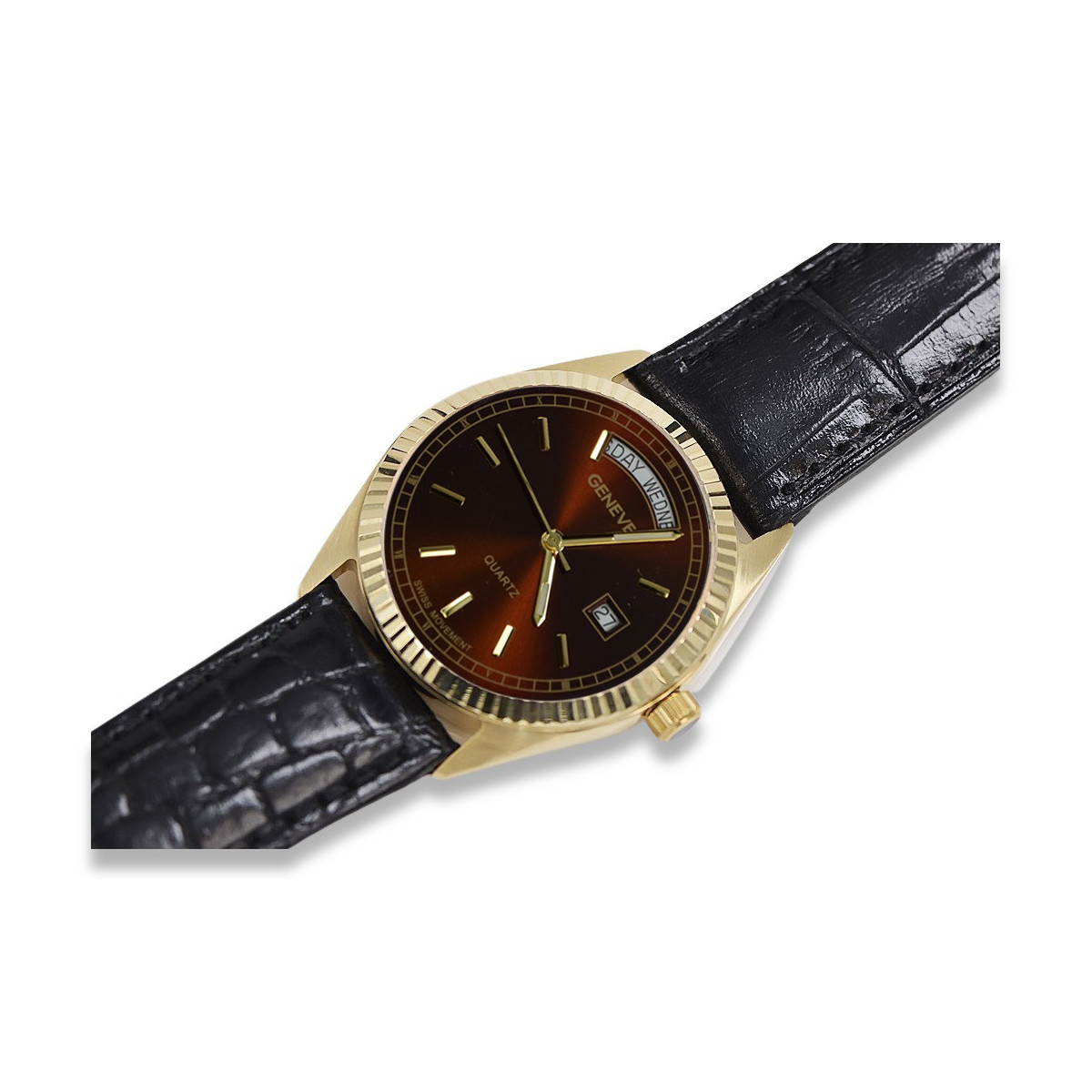 Gold men's watch Geneve ★ zlotychlopak.pl ★ Gold purity 585 333 Low Price!