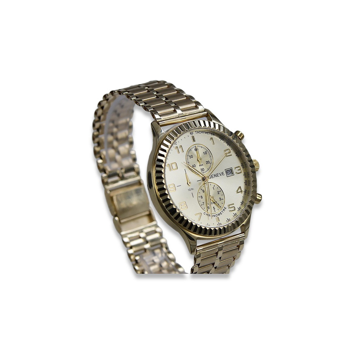 Gold men's watch Geneve ★ zlotychlopak.pl ★ Gold purity 585 333 Low Price!