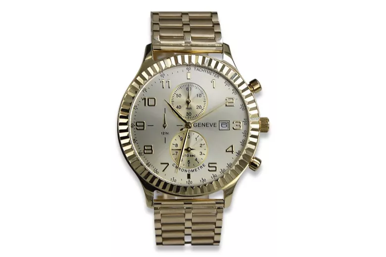 Reloj de oro para hombre Geneve ★ zlotychlopak.pl ★ Pureza de oro 585 333 Precio bajo!