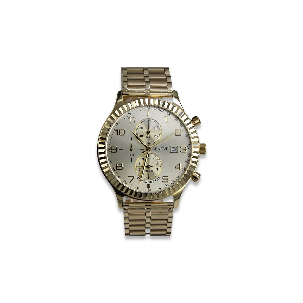 Gold men's watch Geneve ★ zlotychlopak.pl ★ Gold purity 585 333 Low Price!