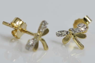 Pendientes de Oro Amarillo 14k con Circón Dragonfly cec015y