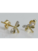 Italian 14K Yellow Gold Dragonfly Zirco Earrings cec015y