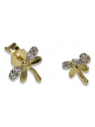 Pendientes de Oro Amarillo 14k con Circón Dragonfly cec015y