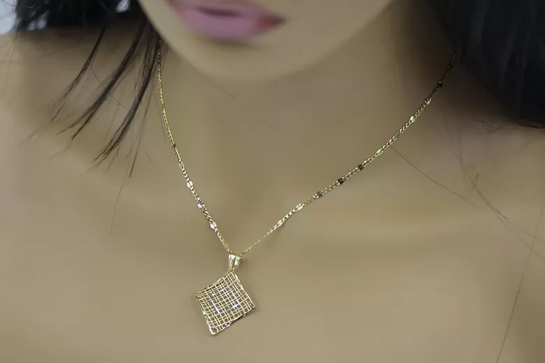 Elegancki nowoczesny wisiorek z włoskiego żółtego białego złota 14k cpn039yw cpn039yw