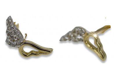 Aur galben 14K, Zirco Aripioare Cercei cec007y