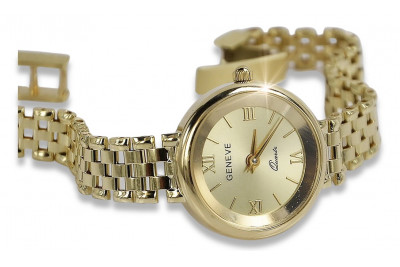 Reloj de dama de oro amarillo italiano 14k Geneve lw026y