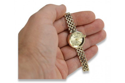 Italian 14K Yellow Gold Diamond Lady Watch Geneve lw026y