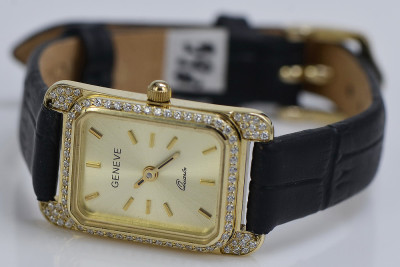 Italian 14K Yellow Gold Diamond Lady Geneve Watch lw054y