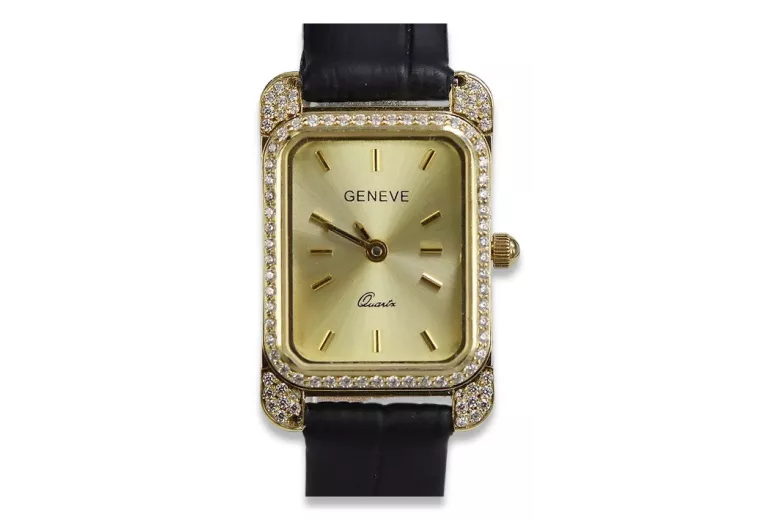 14k żółte złoto, Złoty cyferblat Kobieta Geneve Watch lw054y