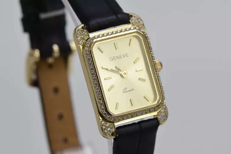 14k żółte złoto, Złoty cyferblat Kobieta Geneve Watch lw054y