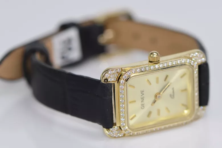 14k żółte złoto, Złoty cyferblat Kobieta Geneve Watch lw054y