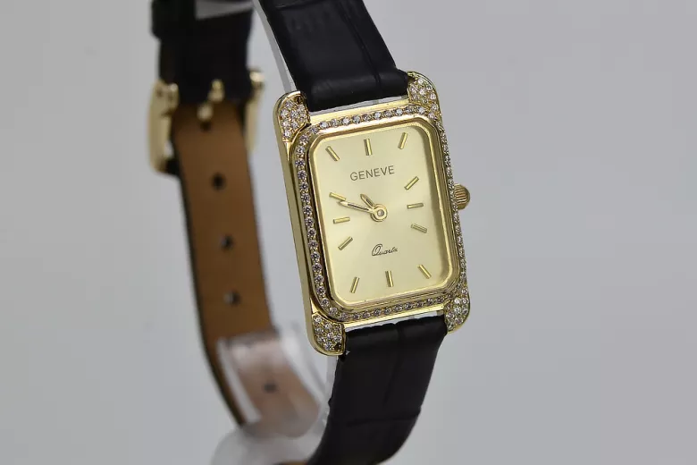 14k żółte złoto, Złoty cyferblat Kobieta Geneve Watch lw054y