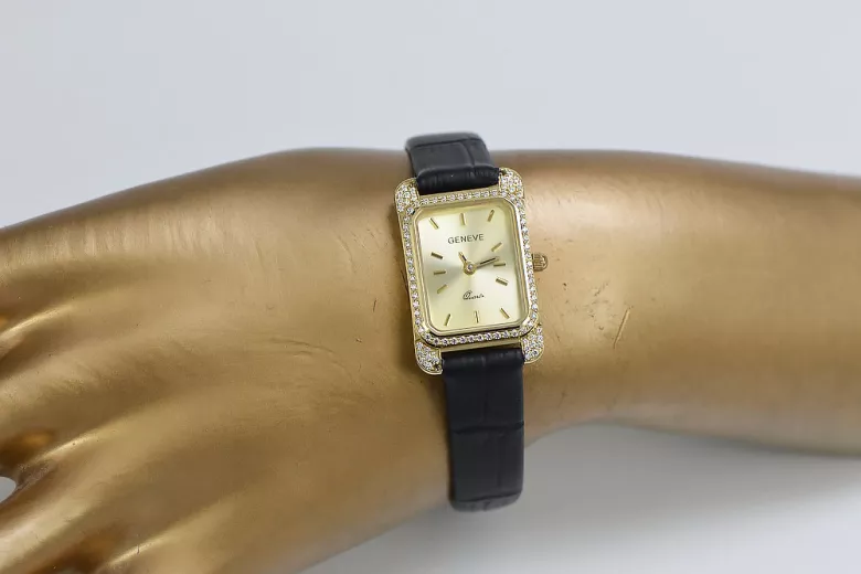 14k żółte złoto, Złoty cyferblat Kobieta Geneve Watch lw054y