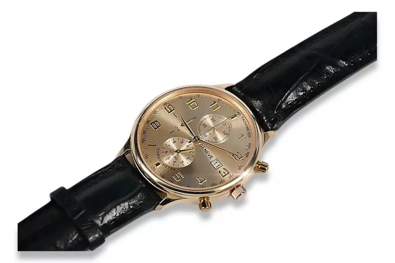 14 Karat Roségold, Silber, Weiß, Schwarz, Gold Vintage Herrenuhr Geneve mw005r