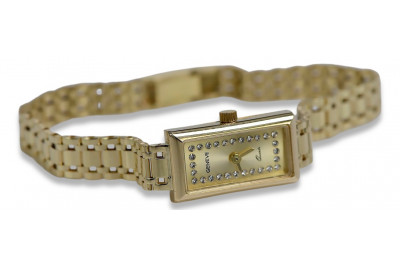 Włoski 14k żółte złoto Lady Geneve zegarek lw058y