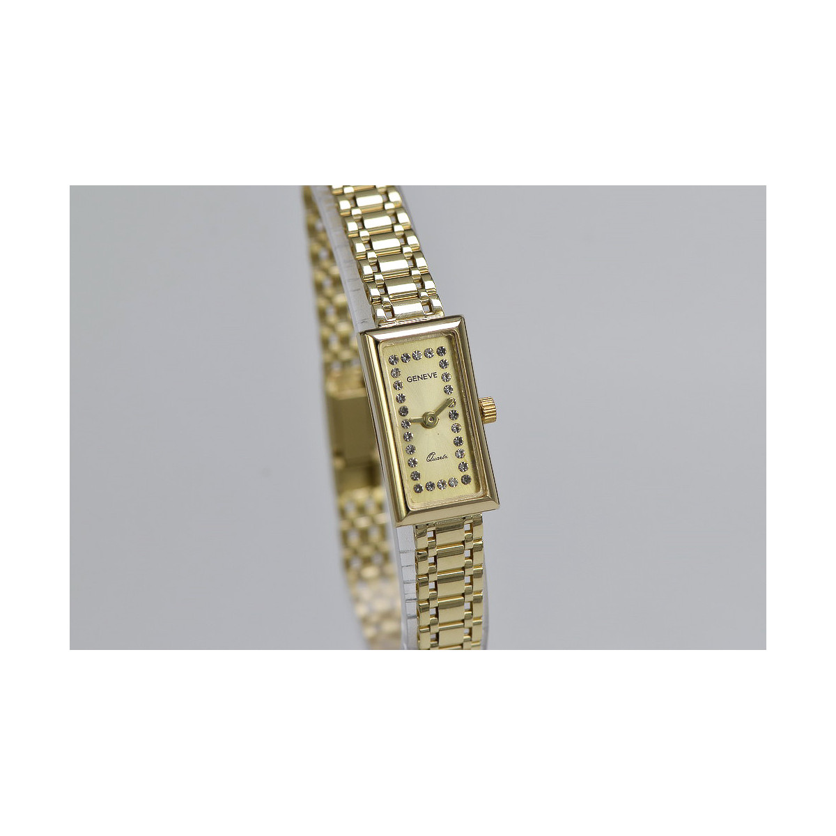 Włoski 14k żółte złoto Lady Geneve zegarek lw058y