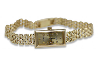 Włoskie żółte złoto 14k Lady Geneve zegarek lw063y