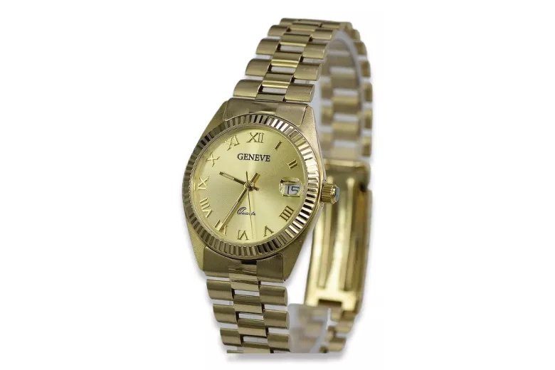 Nowa kolekcja 14k żółte złoto Lady Geneve zegarek lw073y