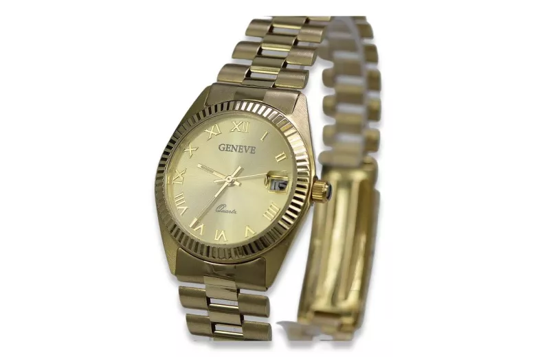 Nowa kolekcja 14k żółte złoto Lady Geneve zegarek lw073y