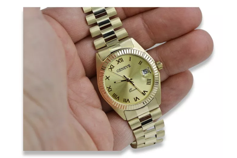 Nowa kolekcja 14k żółte złoto Lady Geneve zegarek lw073y