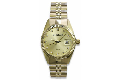 Elegant Italian Yellow 14K Gold Lady Geneve Watch lw091y