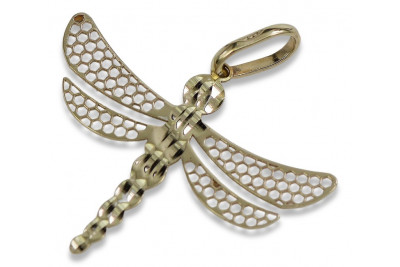 Elegant 14K Yellow Gold Dragonfly Pendant cpn041y