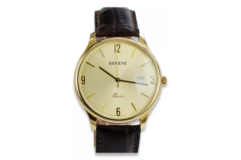 14 Karat Gelbgold Herren Geneve Uhr mw017ydy