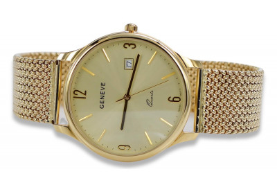 Reloj de Oro Amarillo 14k para Hombre de Geneve mw017y&mbw014y