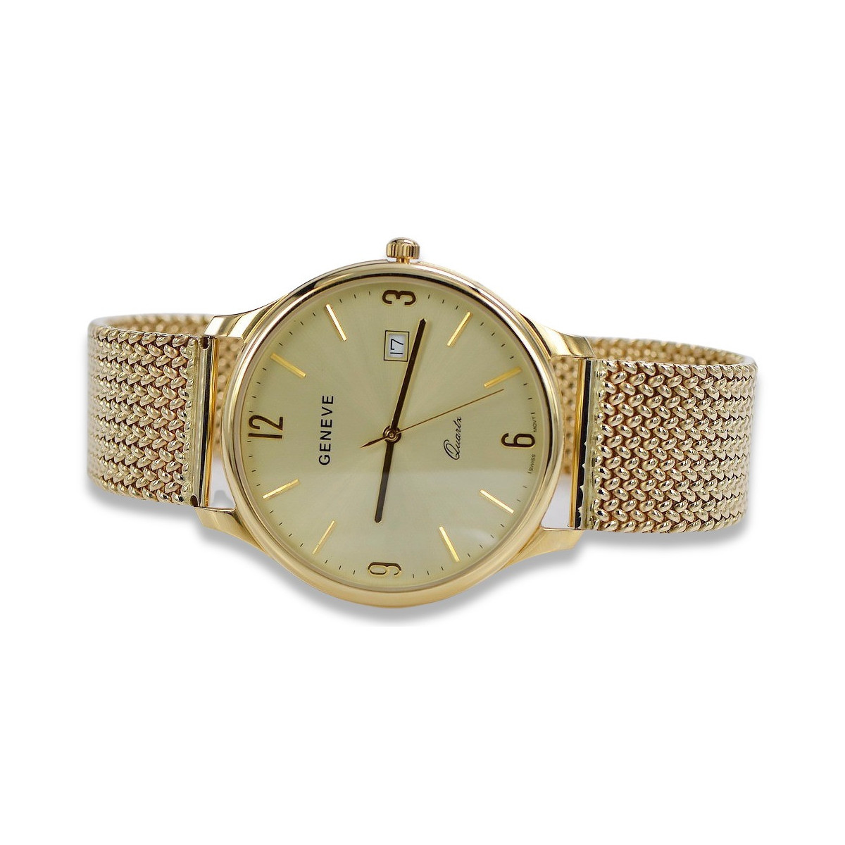 Reloj de oro para hombre Geneve ★ zlotychlopak.pl ★ Pureza de oro 585 333 Precio bajo!