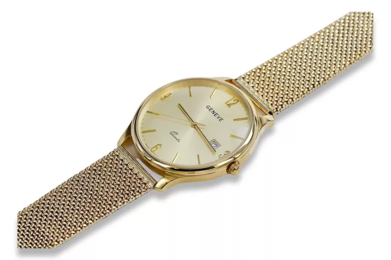 Gold men's watch Geneve ★ zlotychlopak.pl ★ Gold purity 585 333 Low Price!