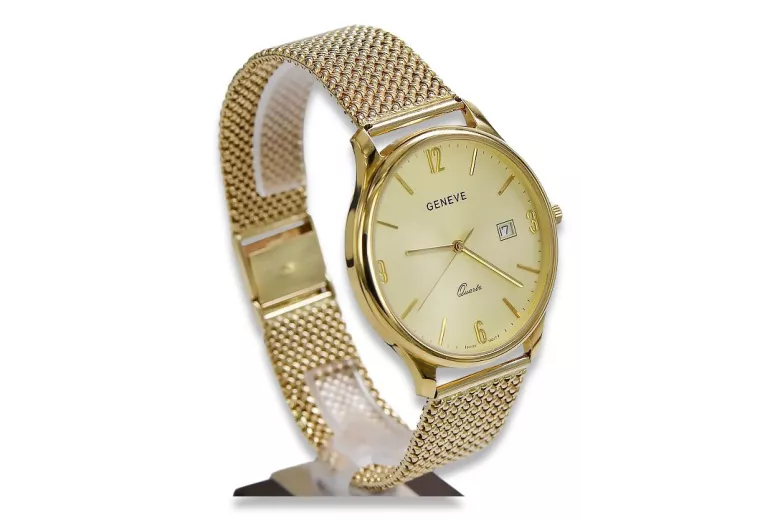 Reloj de oro para hombre Geneve ★ zlotychlopak.pl ★ Pureza de oro 585 333 Precio bajo!