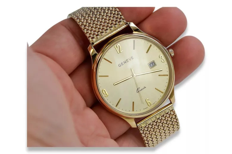 Reloj de oro para hombre Geneve ★ zlotychlopak.pl ★ Pureza de oro 585 333 Precio bajo!