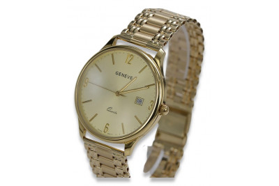 Ceas de bărbați din aur galben 14k 585 Geneve Italian (Italian Yellow 14k 585 gold men's Geneve watch) mw017y&mbw012y