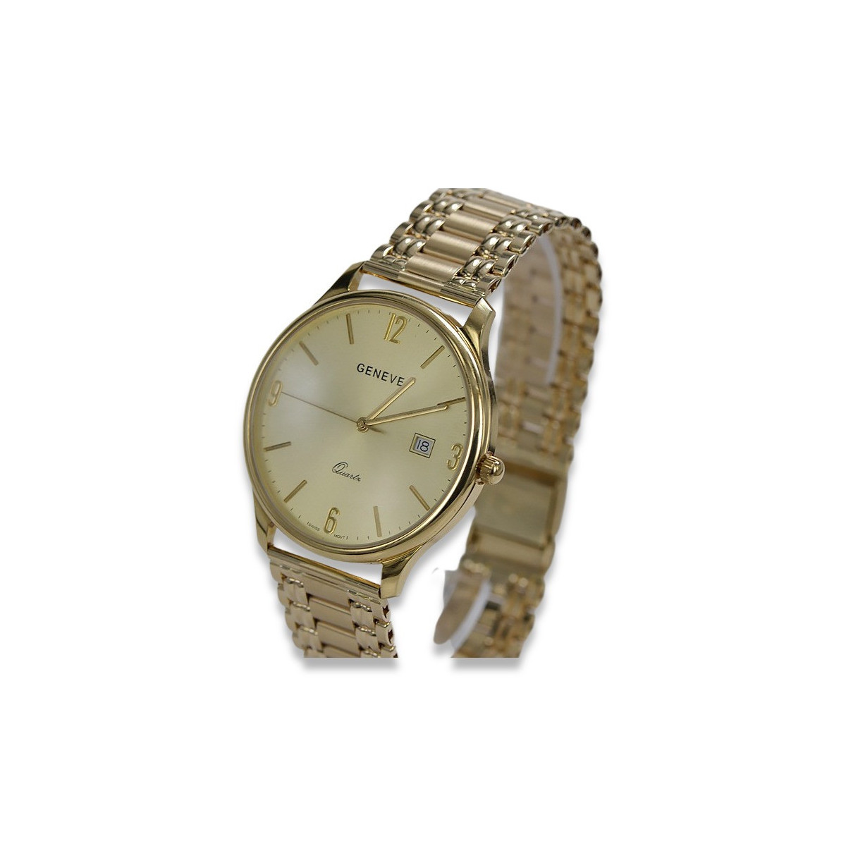 Gold men's watch Geneve ★ zlotychlopak.pl ★ Gold purity 585 333 Low Price!