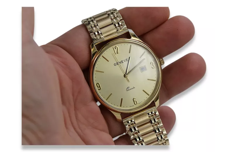 Gold men's watch Geneve ★ zlotychlopak.pl ★ Gold purity 585 333 Low Price!