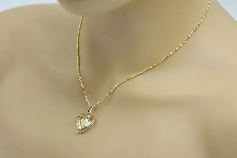 Göttliche Mutter 14k Gold Medaillon & Kette pm017yM&cc078y