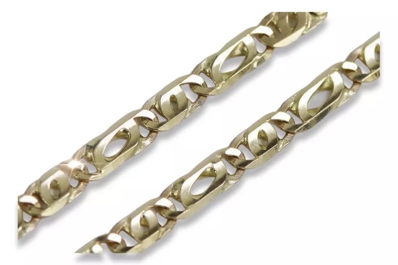 Chaîne en or jaune 14 carats avec œil de tigre massif 585 - 50 cm cc021y