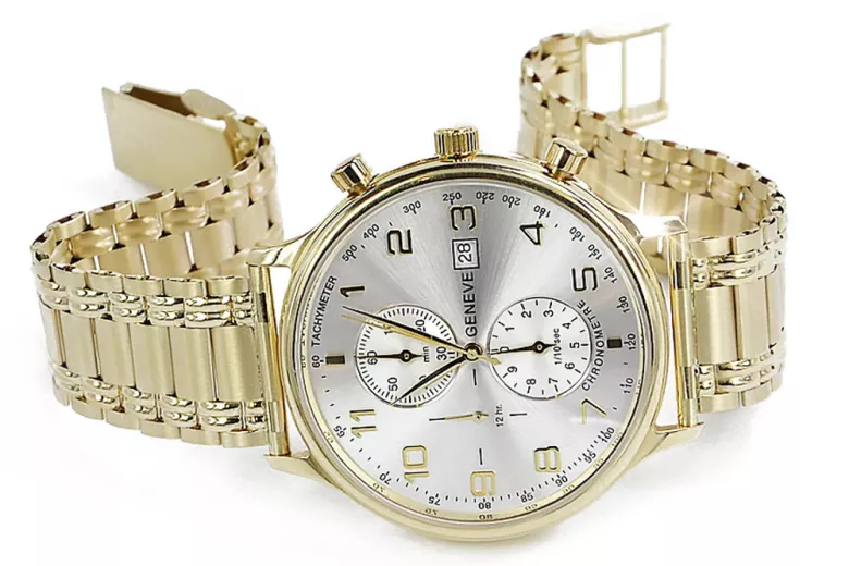 Żółty zegarek męski 14k Geneve mw005ydw&mbw006y