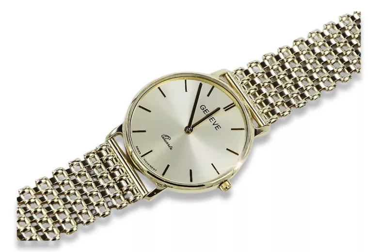 Gold men's watch Geneve ★ zlotychlopak.pl ★ Gold purity 585 333 Low Price!