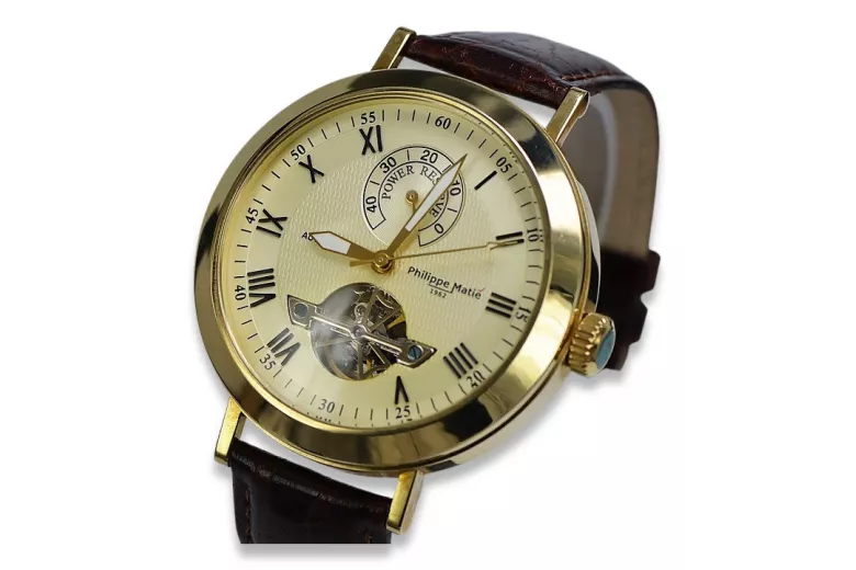 Montre en or jaune italien 14 carats pour hommes mw065y