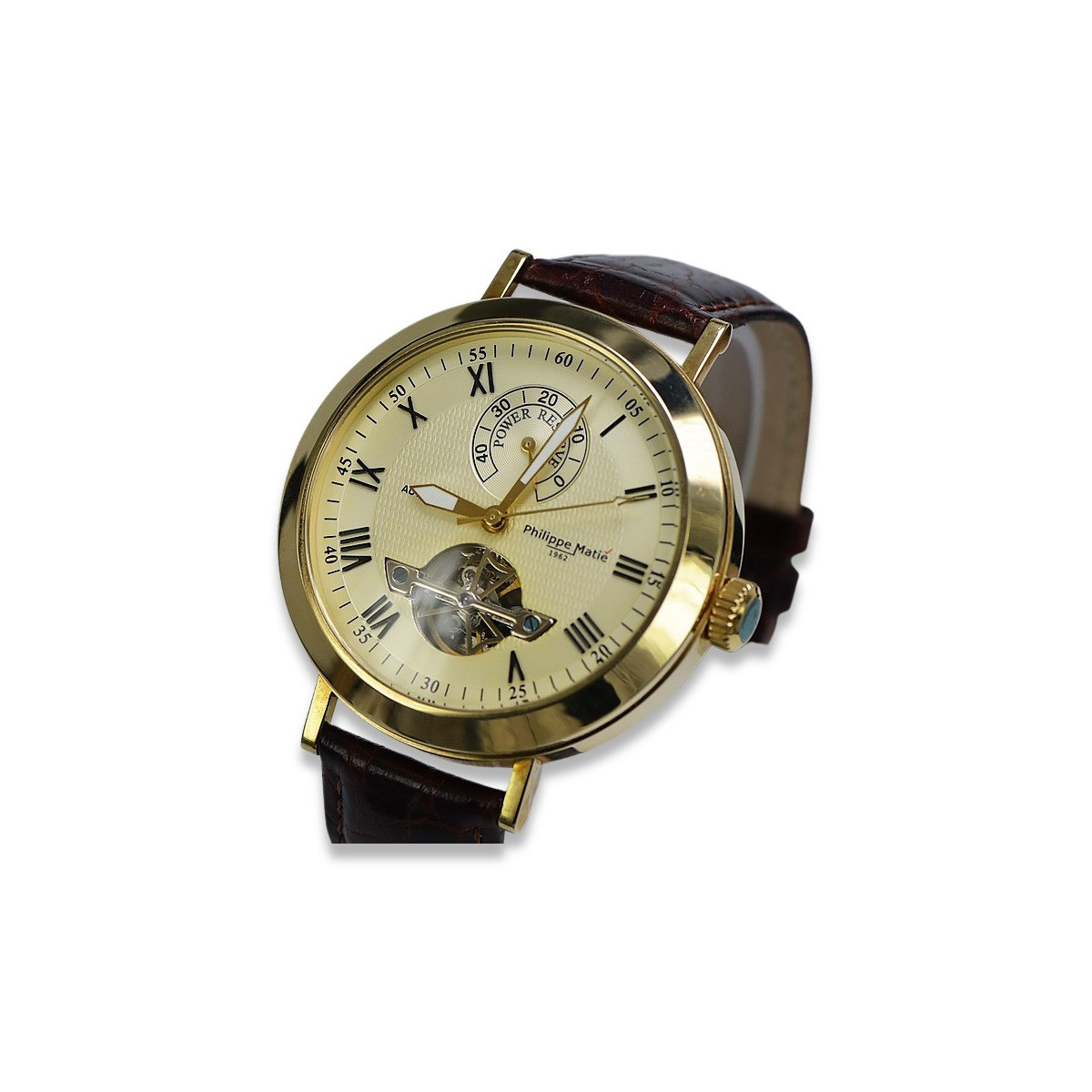 Montre en or jaune italien 14 carats pour hommes mw065y