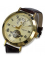 Montre en or jaune italien 14 carats pour hommes mw065y