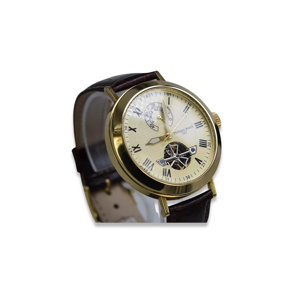 Montre en or jaune italien 14 carats pour hommes mw065y