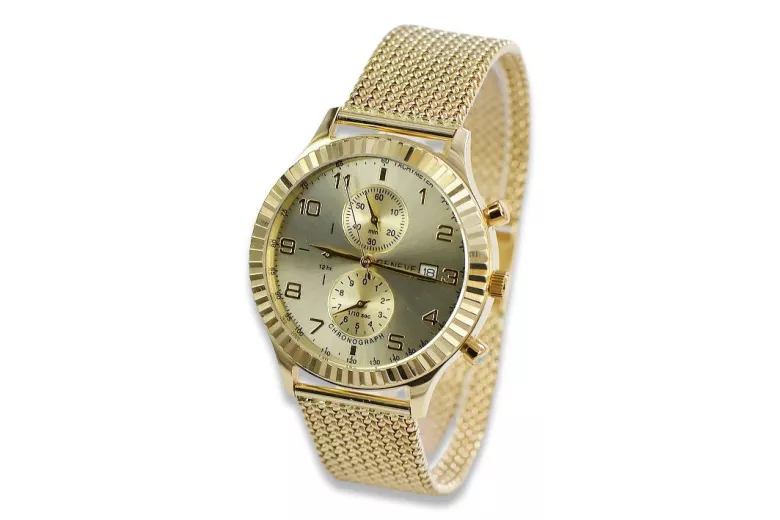 Ceas pentru bărbați din aur galben italian 14k 585 Geneve mw007y&mbw014y