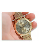 Reloj de oro amarillo italiano de 14k para hombre Geneve mw007y&mbw014y