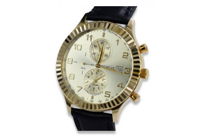 14K Yellow Gold Men's Watch with Black Dial mw007y