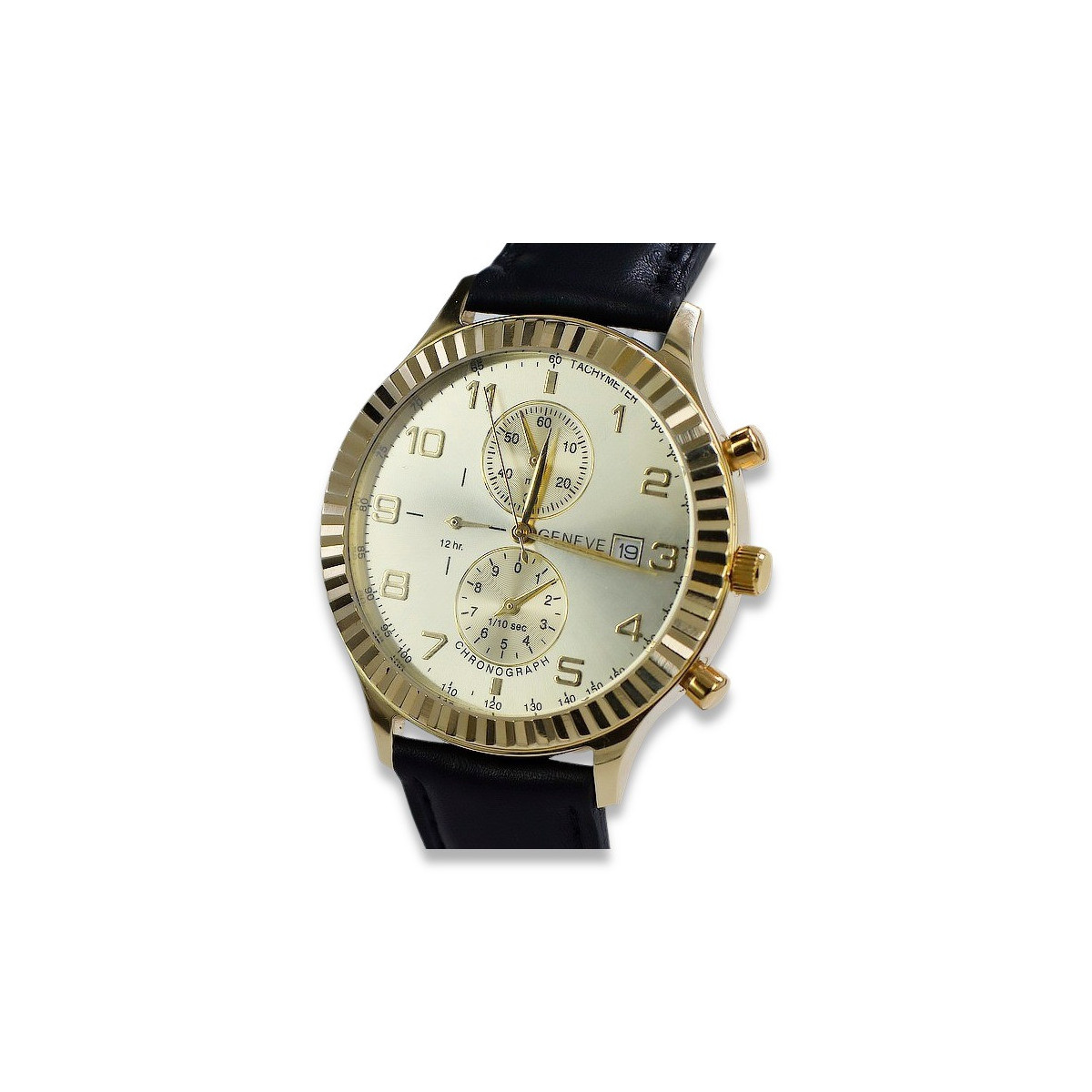 Gold men's watch Geneve ★ zlotychlopak.pl ★ Gold purity 585 333 Low Price!