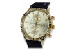 14K Yellow Gold Men's Watch with Black Dial mw007y